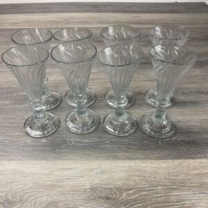(8) Vintage‎ Tall Colonial Ribbed Drinking Glass Hand Blown Unbranded 7 1/2